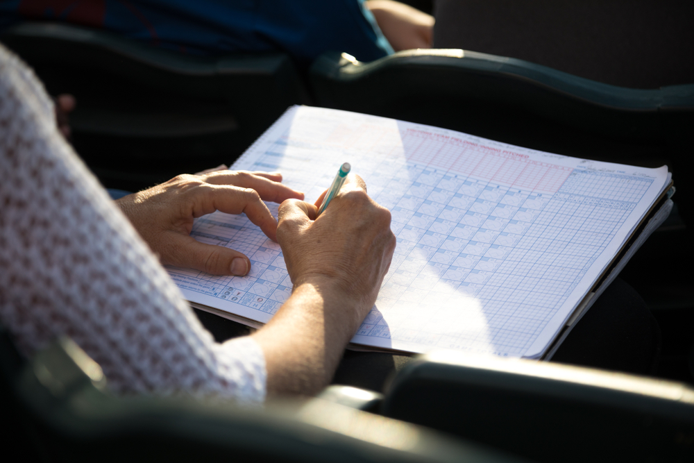 Person Keeping Score of a Baseball Game